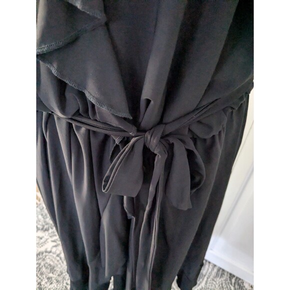 Avenue Dress Womens Sz 22/24 Black Waterfall Faux Wrap Knit Belt Classic Stretch - Picture 5 of 13